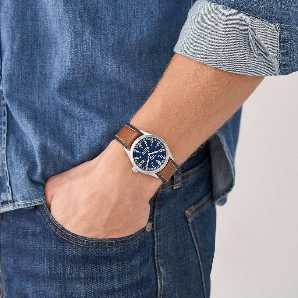 Fossil Defender Solar-Powered Luggage LiteHide Leather Men's Watch | FS5975