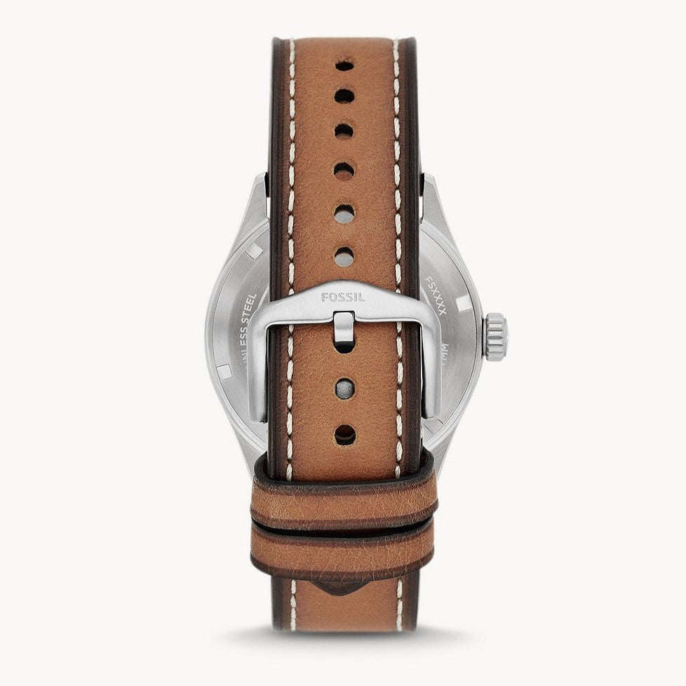 Fossil Defender Solar-Powered Luggage LiteHide Leather Men's Watch | FS5975