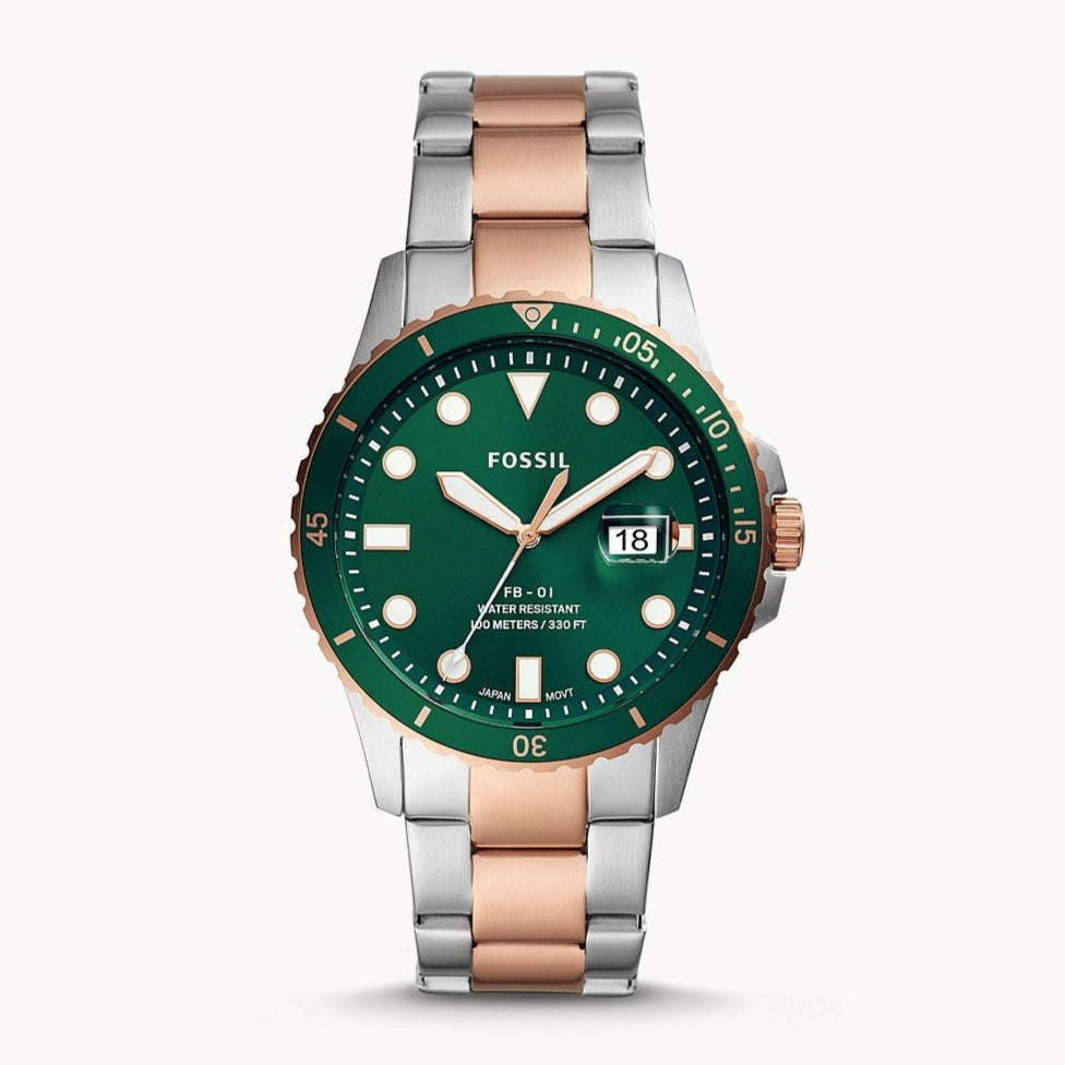 Fossil FB-01 Three-Hand Date Two-Tone Stainless Steel Men's Watch | FS5743