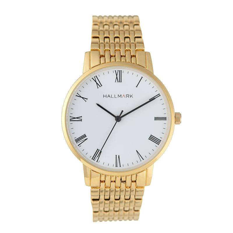 Hallmark Gold Mesh White Dial Men's Watch | HB1444W