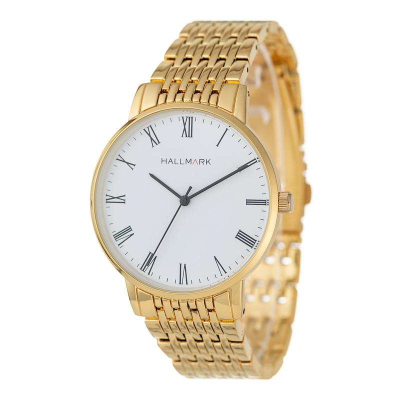 Hallmark Gold Mesh White Dial Men's Watch | HB1444W
