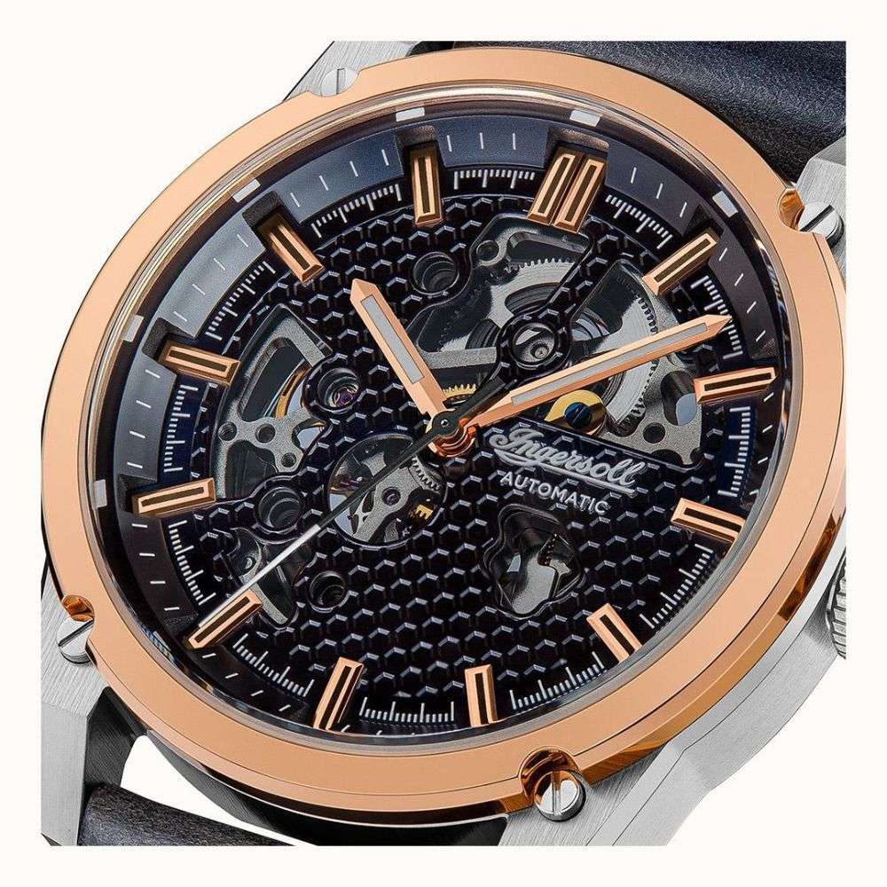 Ingersoll The Carroll Automatic Black Leather Strap Men's Watch -  I11602