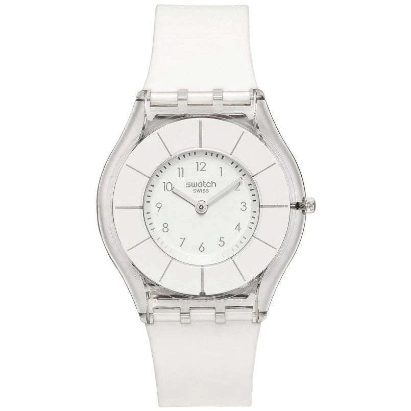 Swatch White Classiness White Dial and White Rubber Strap 36mm Women's Watch | SS08K102-S14