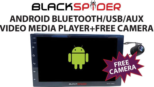 Blackspider BSDD1460LB+FREE CAMERA  7" Apple CarPlay Double Din Android Media BT/USB