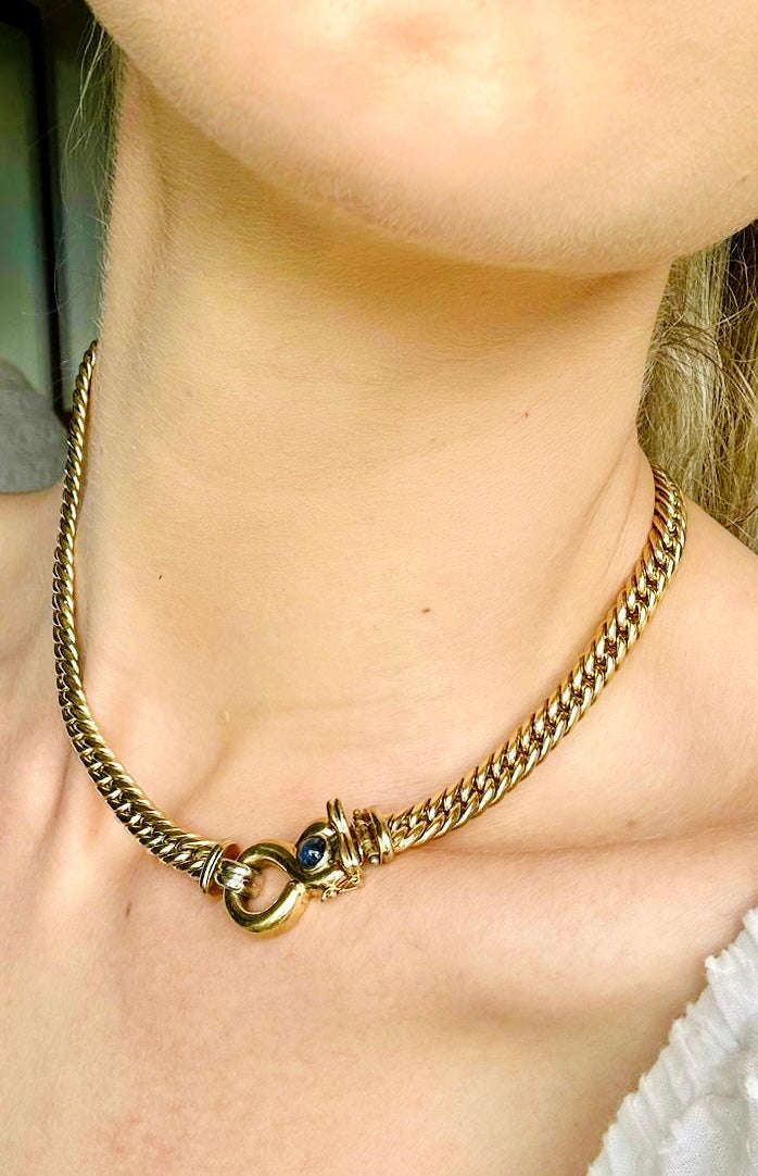 9ct Gold Italian Chain with Sapphire