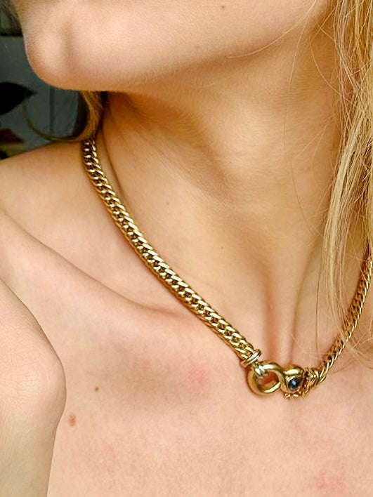9ct Gold Italian Chain with Sapphire