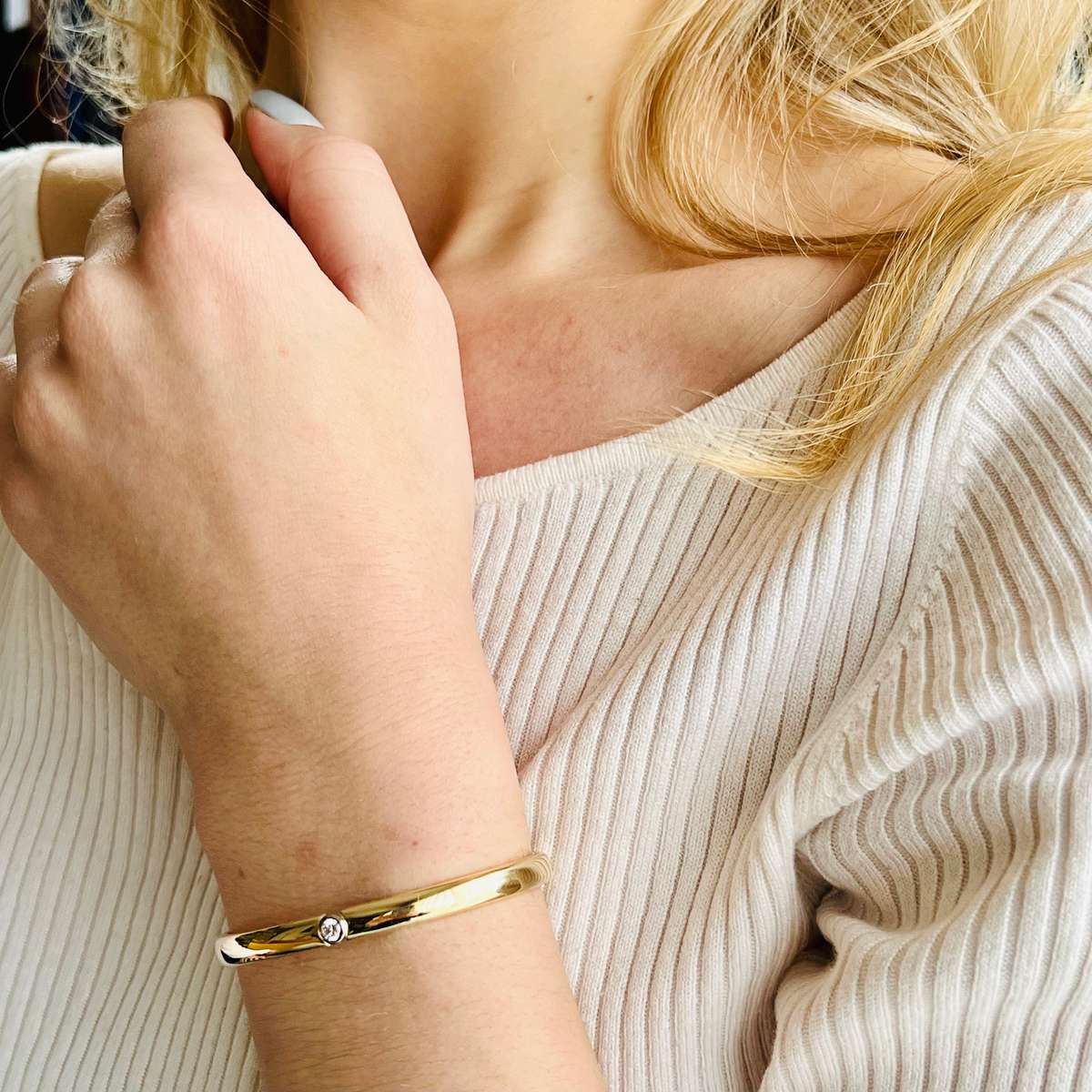 14ct Gold and Diamond Bangle Bracelet