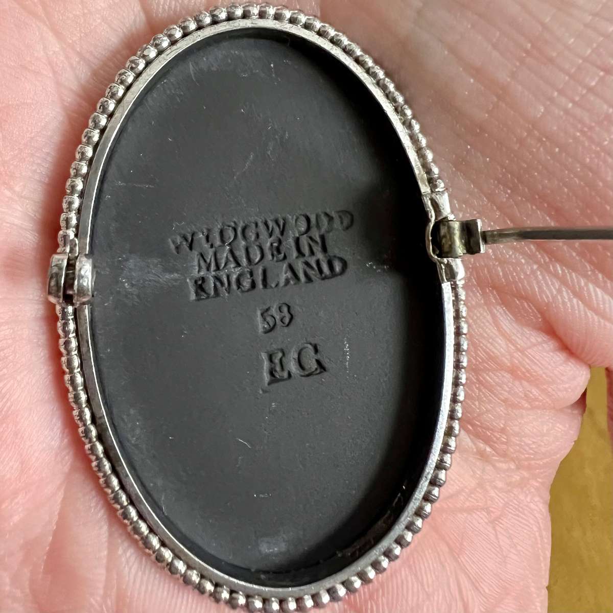 Vintage 1958 Black Wedgwood Cameo