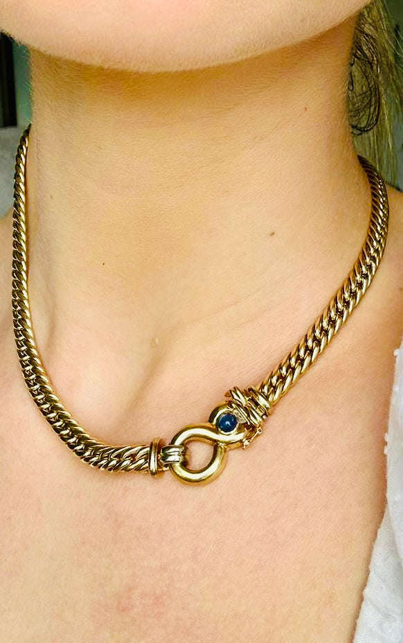 9ct Gold Italian Chain with Sapphire