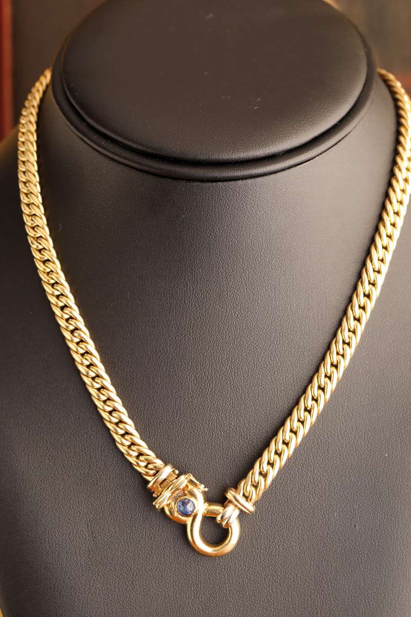 9ct Gold Italian Chain with Sapphire