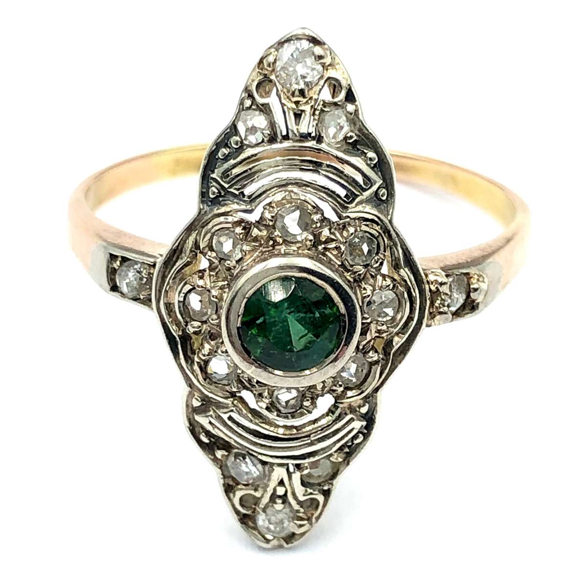 Art Deco Emerald and Diamond 18ct Ring