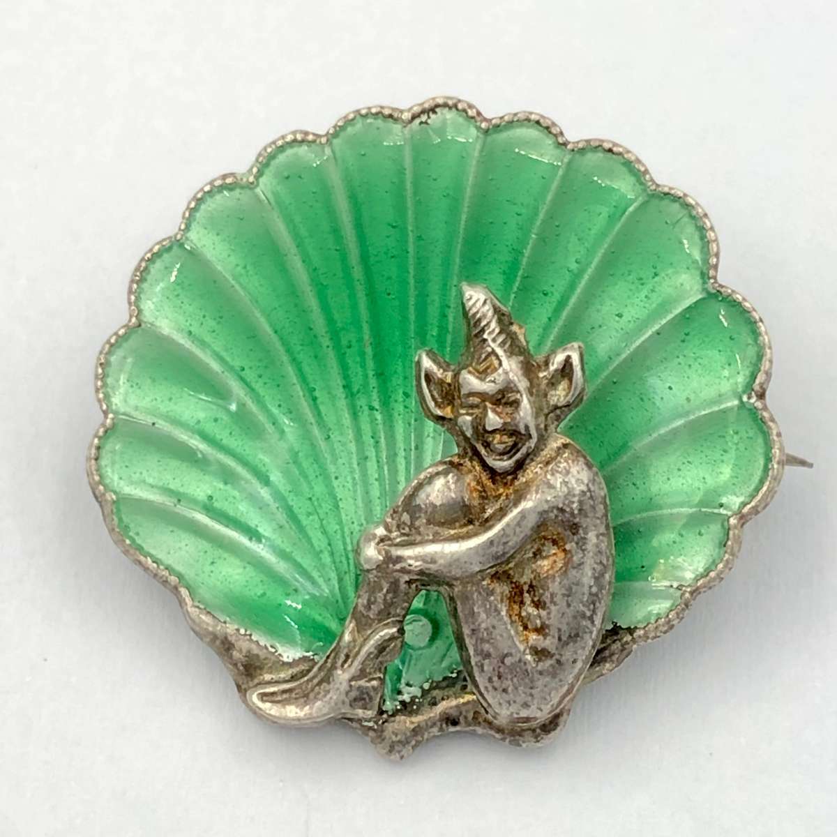 Vintage Silver and Enamel Sprite Brooch