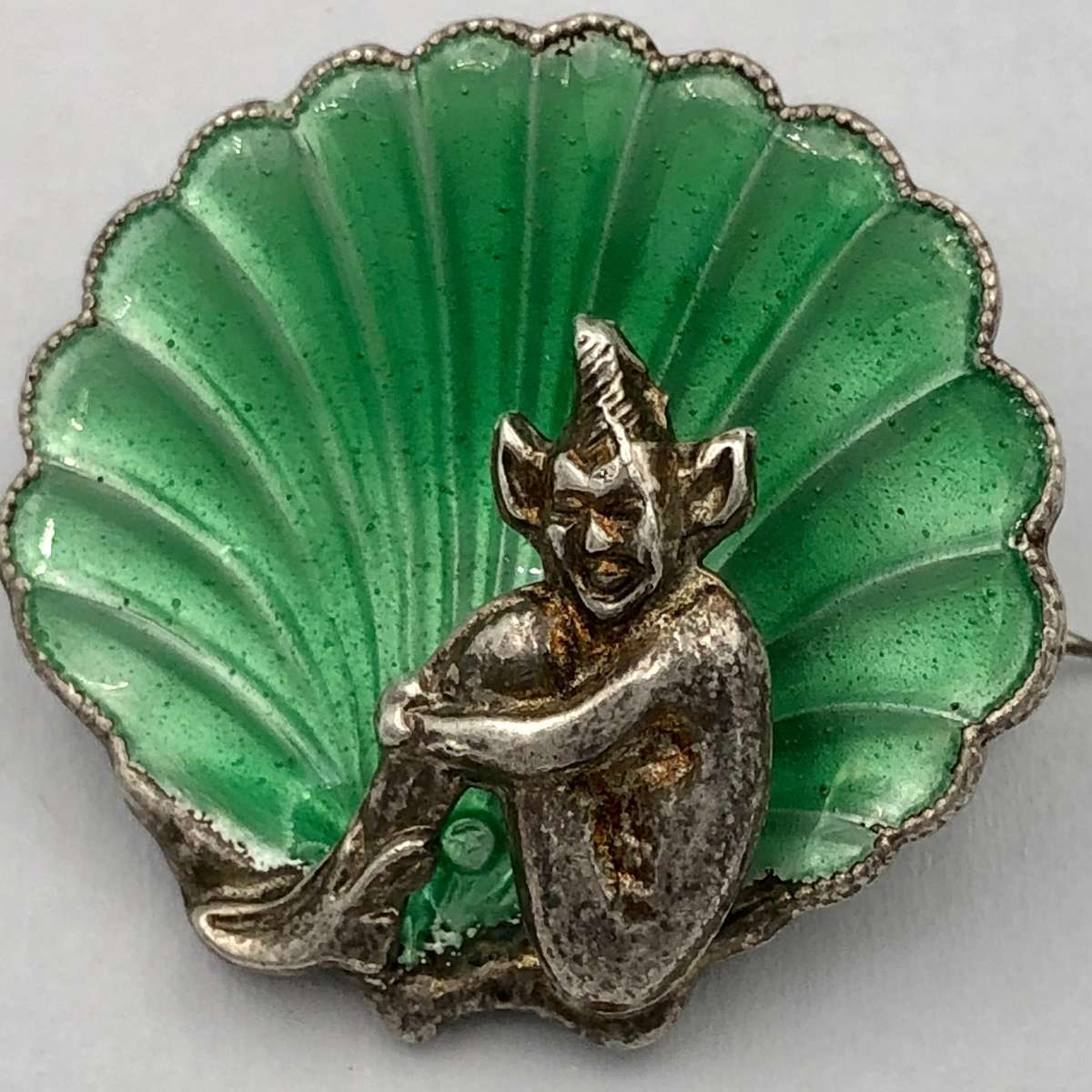Vintage Silver and Enamel Sprite Brooch