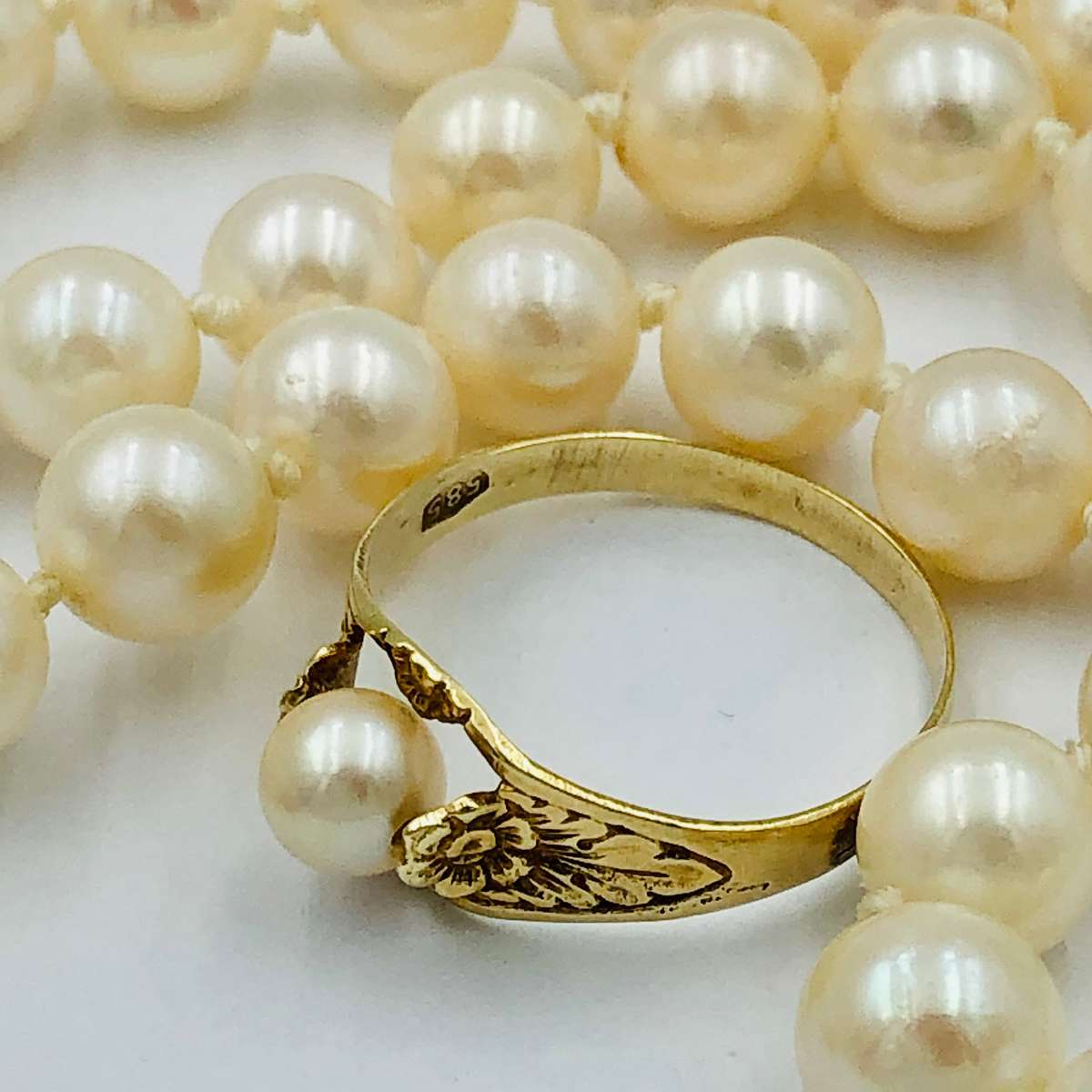 Antique Forget-me-not Pearl Ring