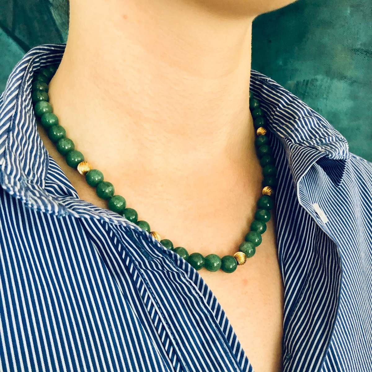 Vintage Aventurine 14ct Gold Necklace