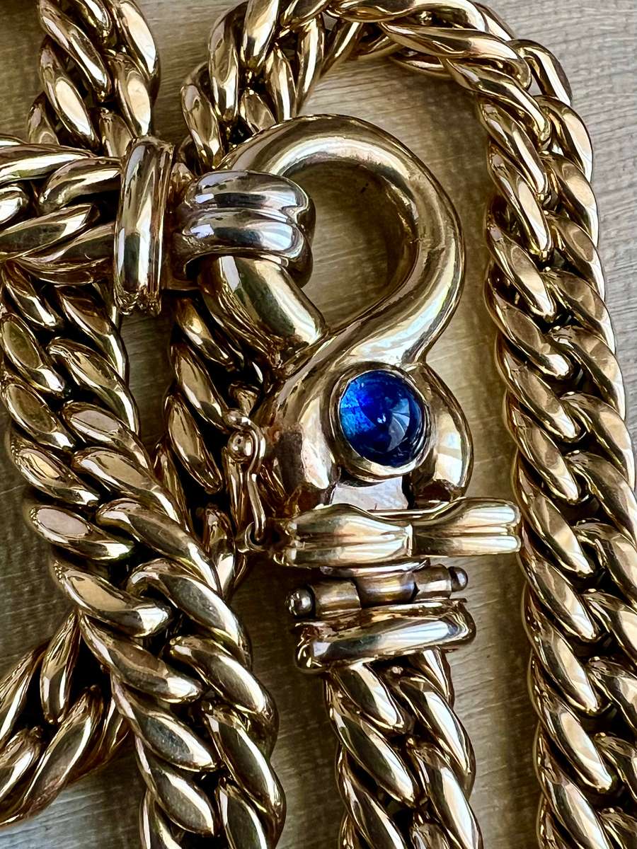 9ct Gold Italian Chain with Sapphire
