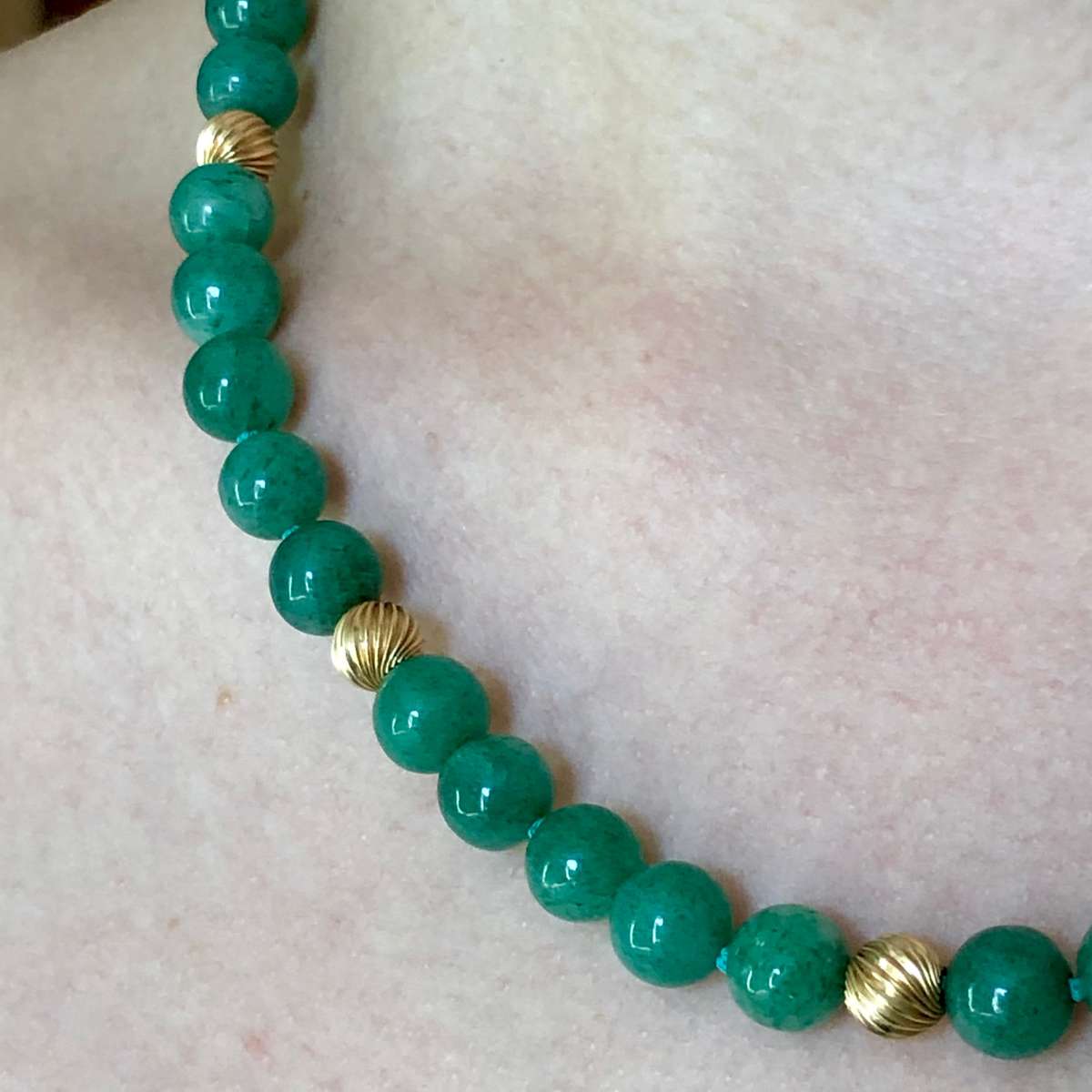 Vintage Aventurine 14ct Gold Necklace