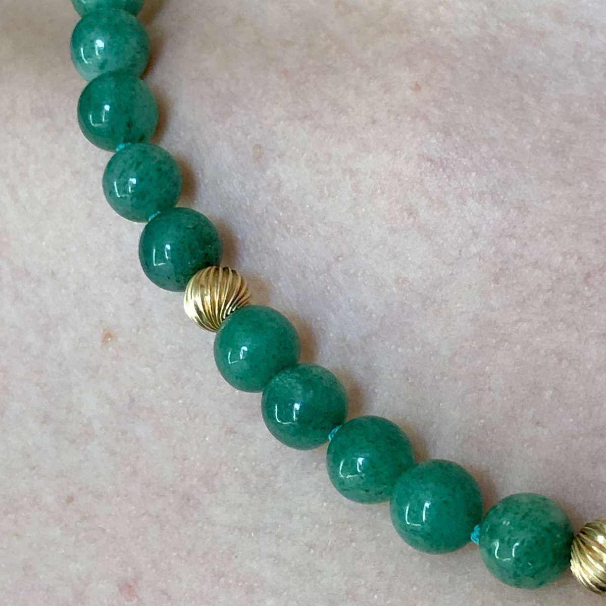 Vintage Aventurine 14ct Gold Necklace