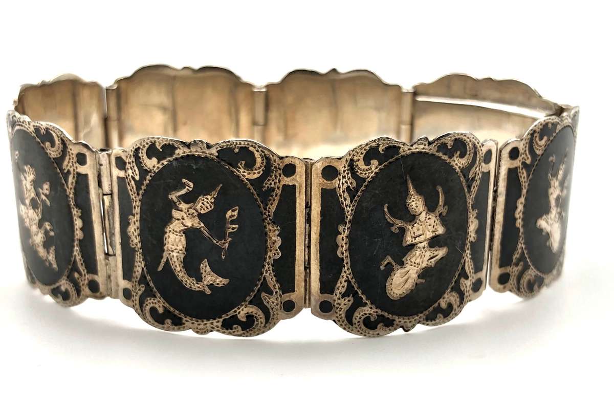 Silver Siam Niello Bracelet, circa 1940