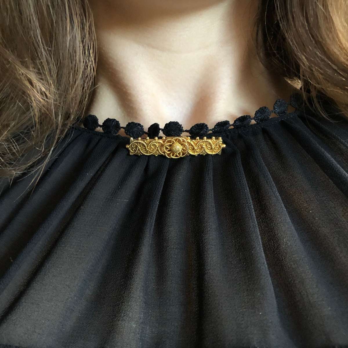 Antique Victorian Etruscan Brooch