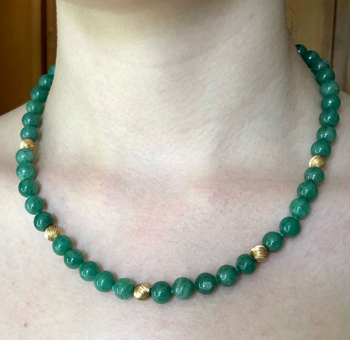 Vintage Aventurine 14ct Gold Necklace