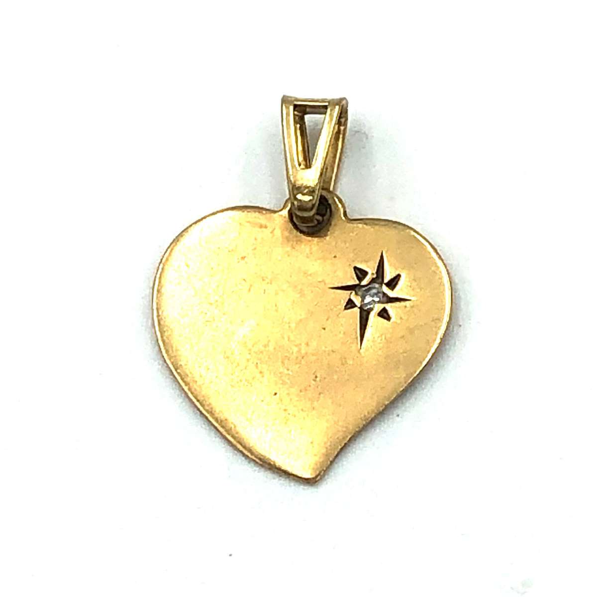 Vintage Gold Heart Pendant with Diamond