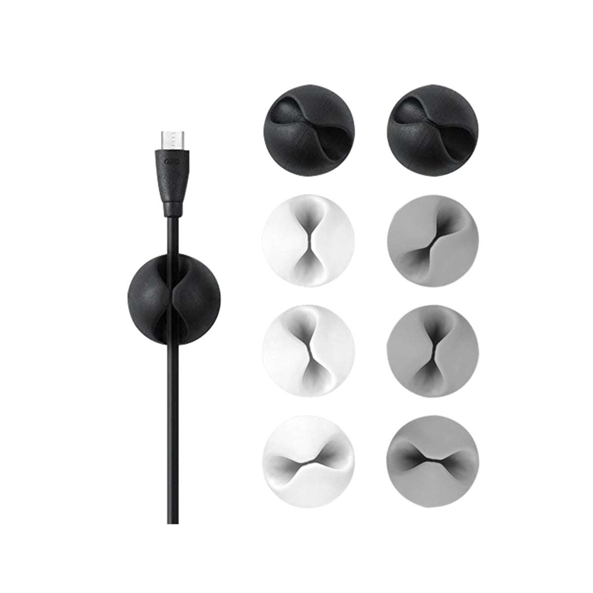 Volkano Bind Series - 9 Piece: Adhesive Cable Clip - 3 x black 3 x grey 3x white