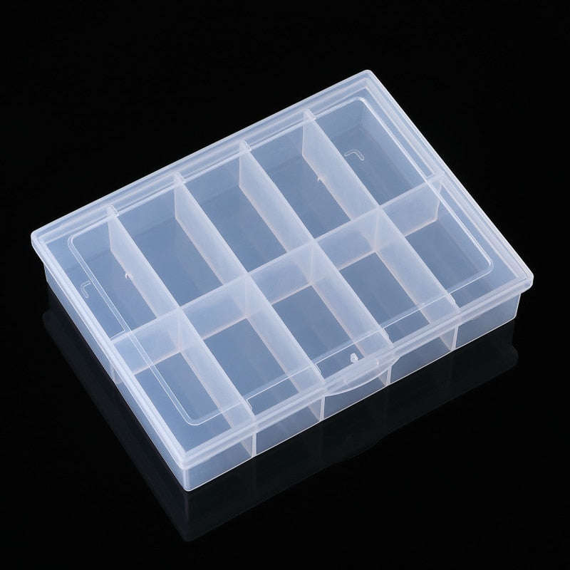10 slot nail storage box  nail art rhinestone Jewellery bead display case plastic container