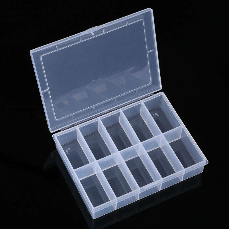 10 slot nail storage box  nail art rhinestone Jewellery bead display case plastic container