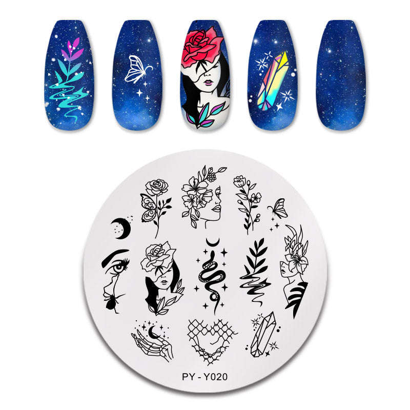 PYY015 Abstract Faces Hands Snake Geometric Stamping Plate