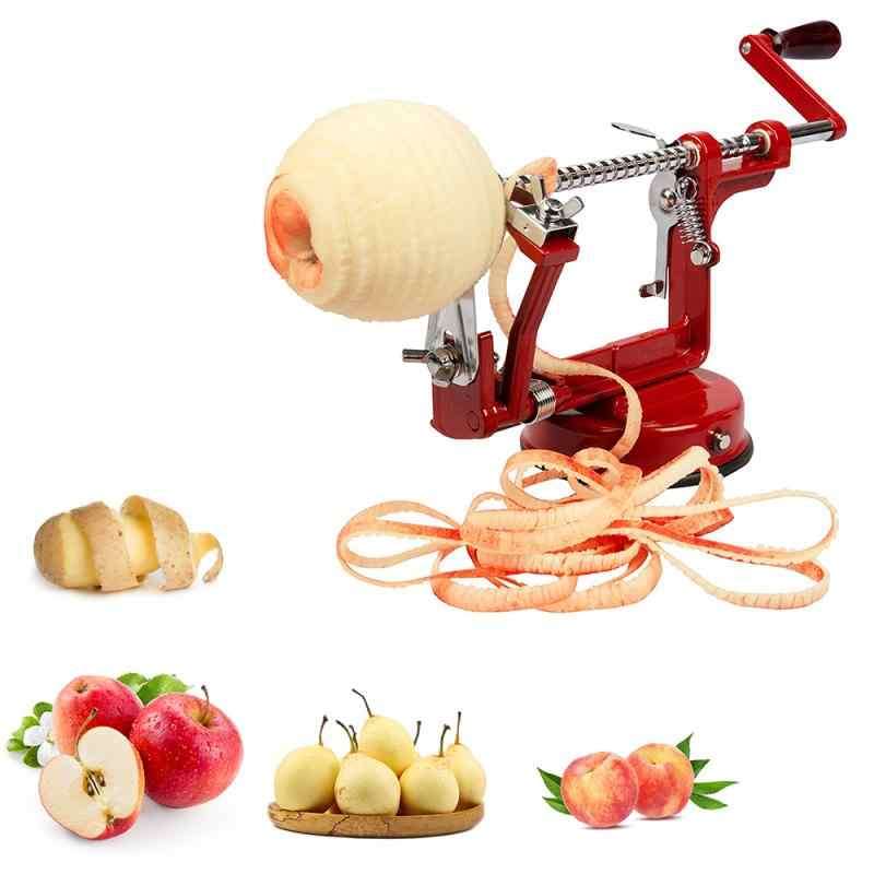 Traditional Rotary Apple and Potato Peeler, Corer, and Slicer - Red