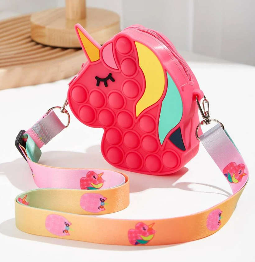 Bright Pink Unicorn Pop it Shoulder Bag