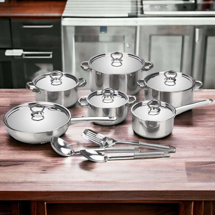 HomePro - Set Of 15 Piece Stainless Steel Cookware - DEMO UNIT
