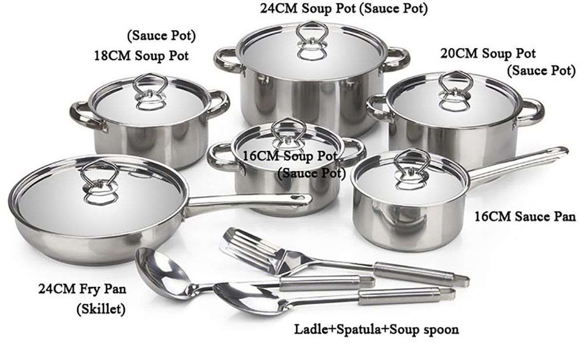 HomePro - Set Of 15 Piece Stainless Steel Cookware - DEMO UNIT