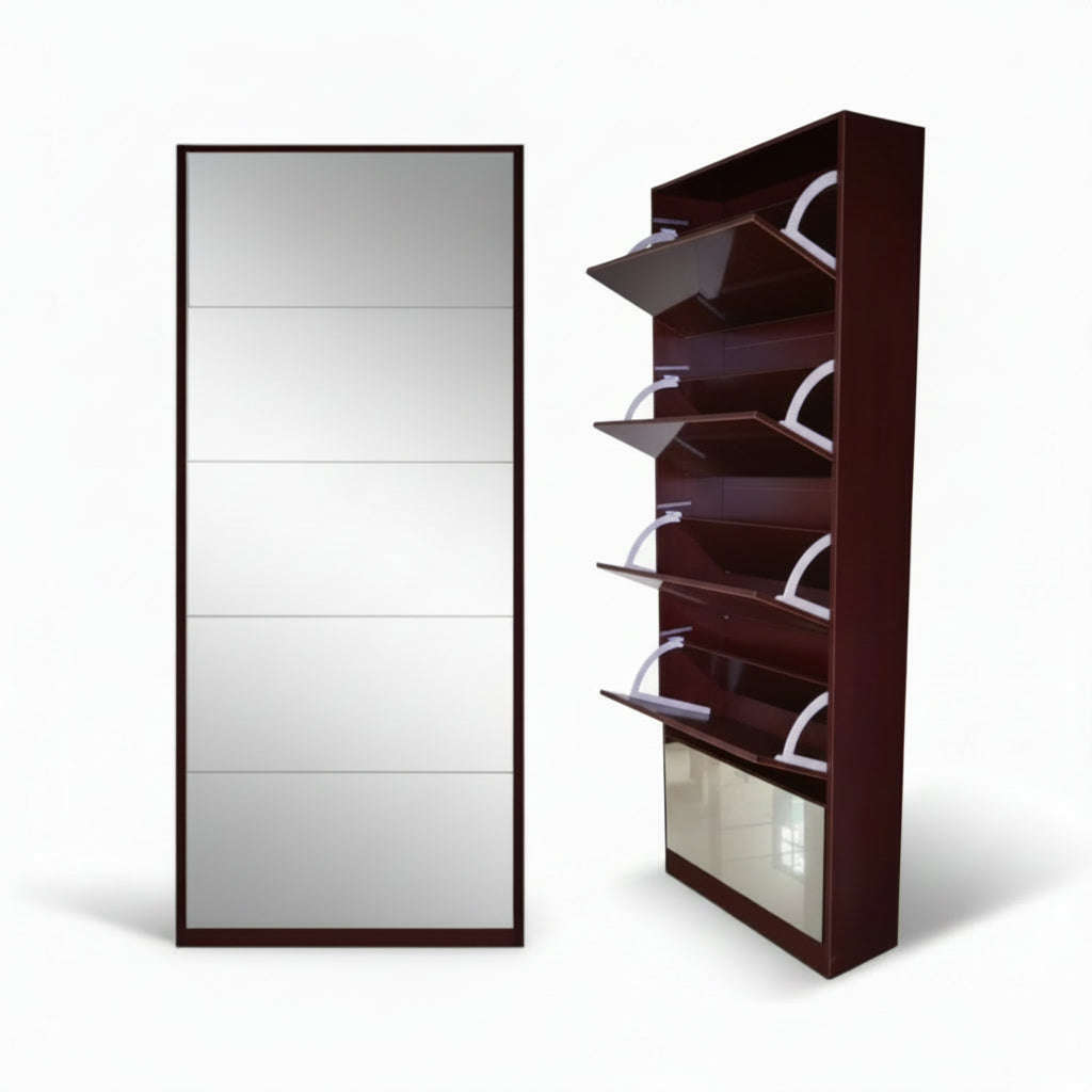 Nu Dekor - 5 Tier Mirror Shoe Cabinet