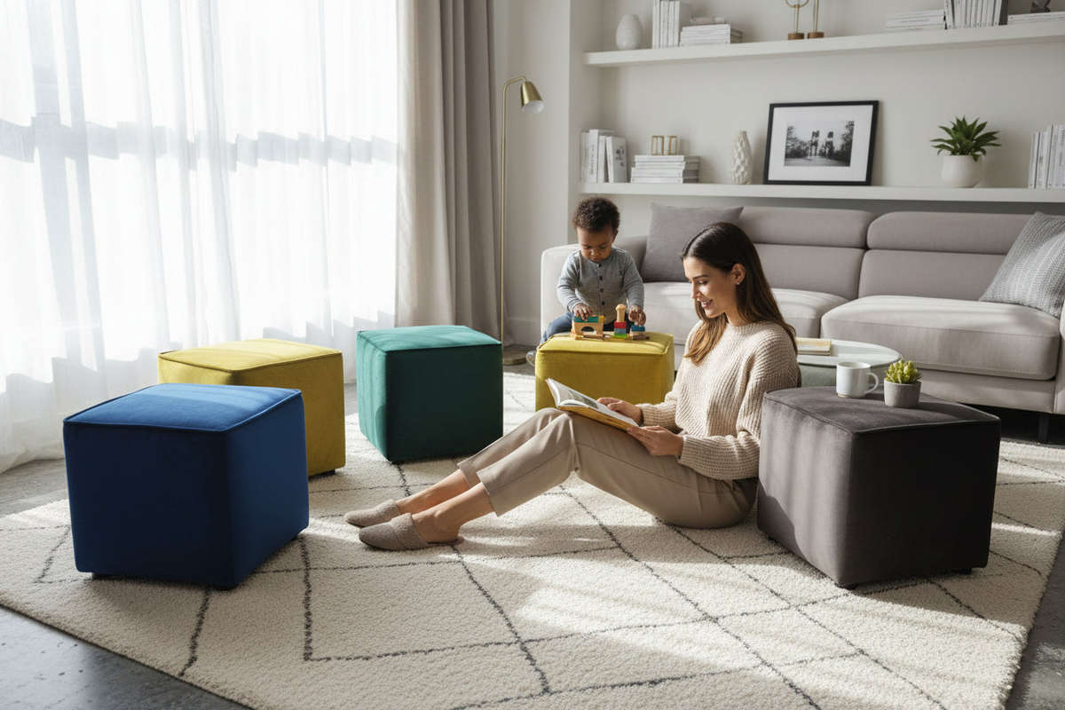 Nu Dekor - Square Ottoman Stool - Set Of 2