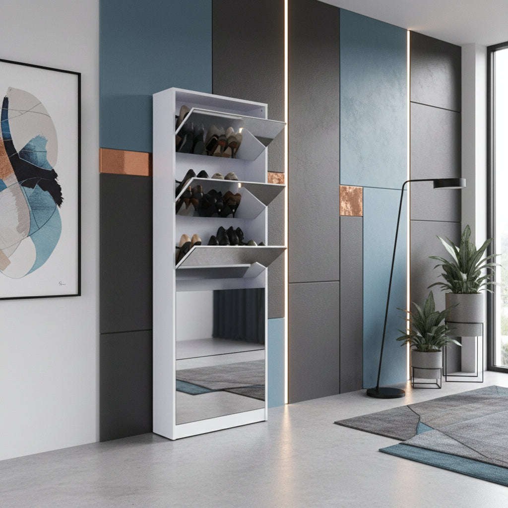 Nu Dekor - 5 Tier Mirror Shoe Cabinet