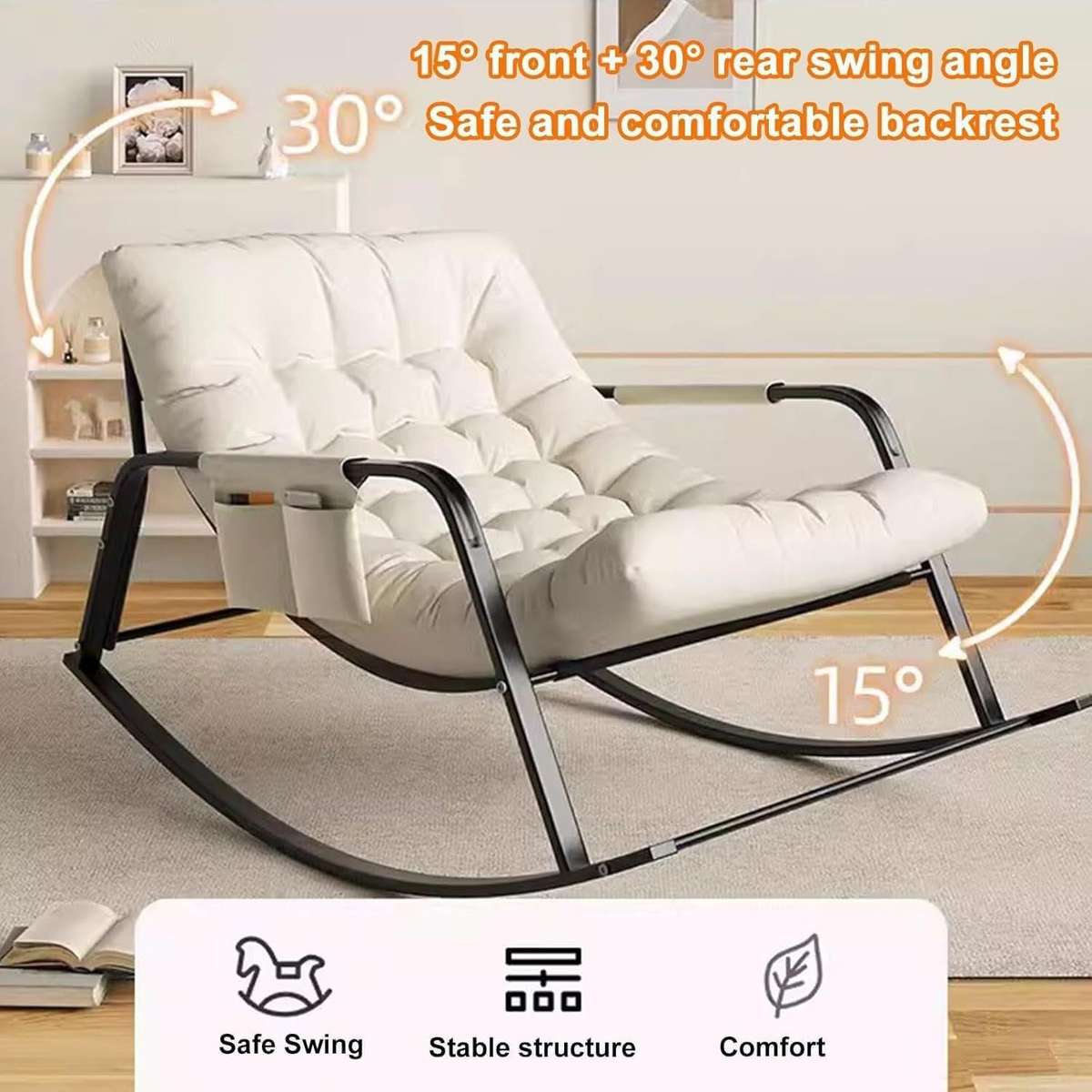 Relaxing Rocking Chair with Adjustable Backrest