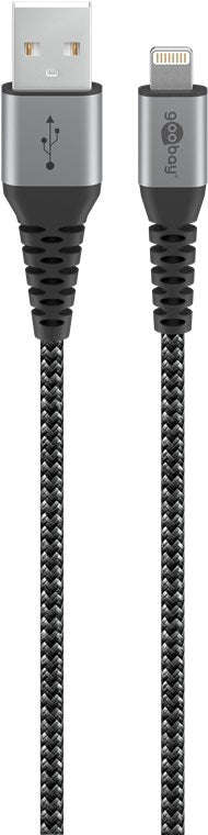 Goobay Lightning USB-A Textile 1m Cable with Metal Plugs