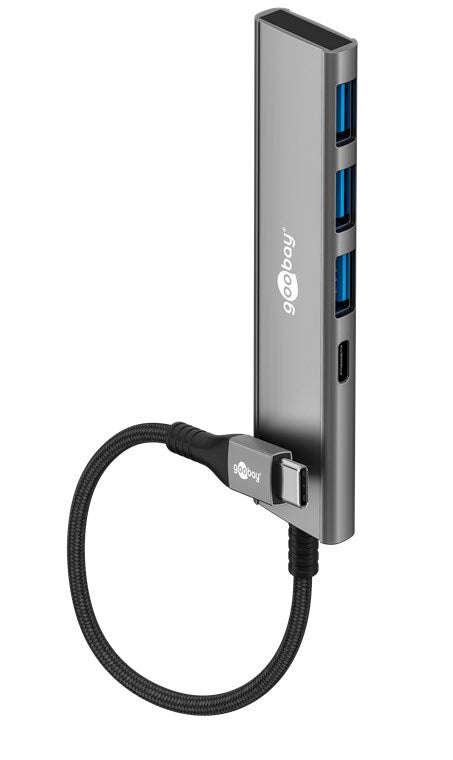 Goobay Slim 4-Port USB-C Hub, USB-C to 1x USB-C, 3 x USB-A 3,2