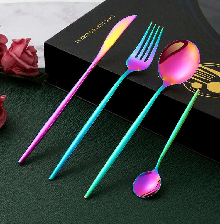 16 Piece LMA Stainless Steel Flatware Set & Noir Gift Box