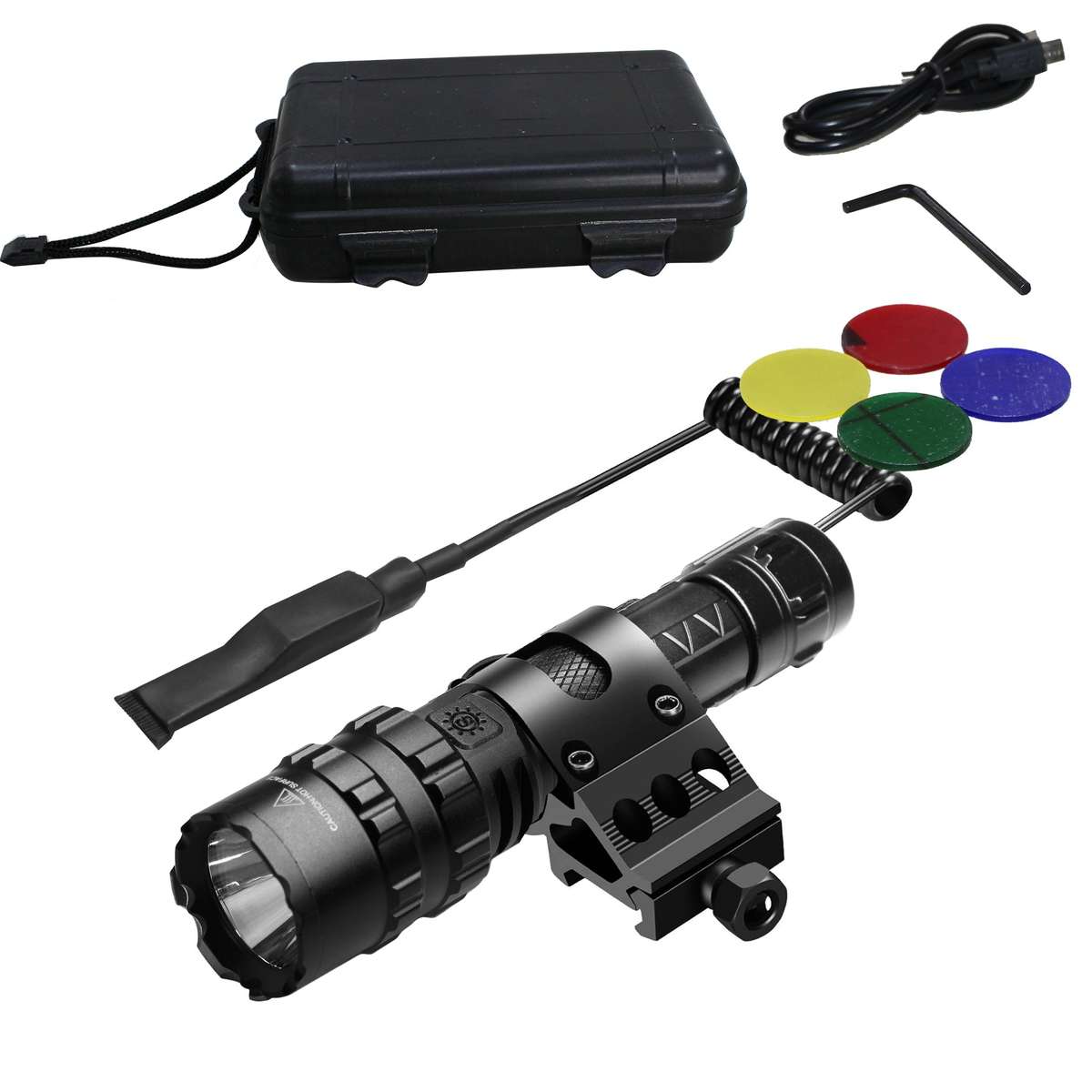 Tactical LED Bulb Tactical Hunting Torch with Barrel Mount & Remote
