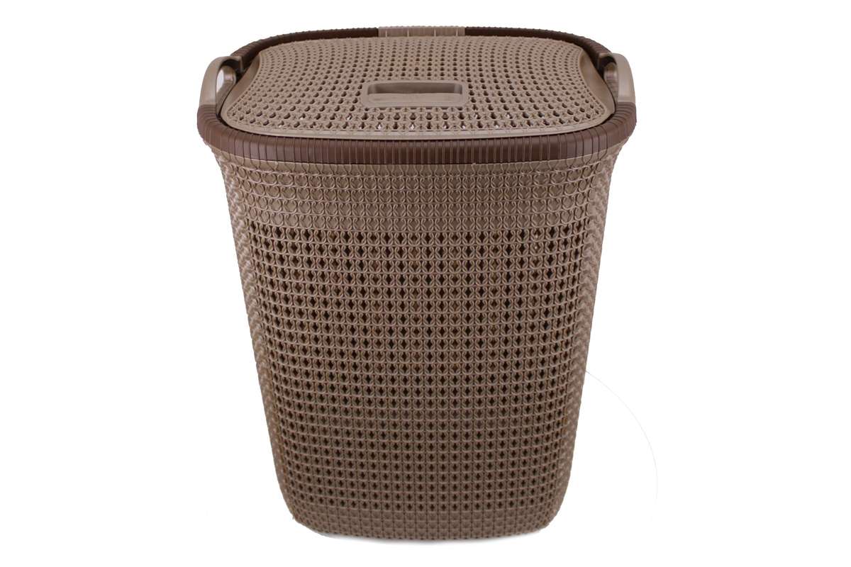 Two Tone PVC Mesh Weave Laundry Basket with Push-2-Lock Lid (PLEASE READ DESCRIPTION)