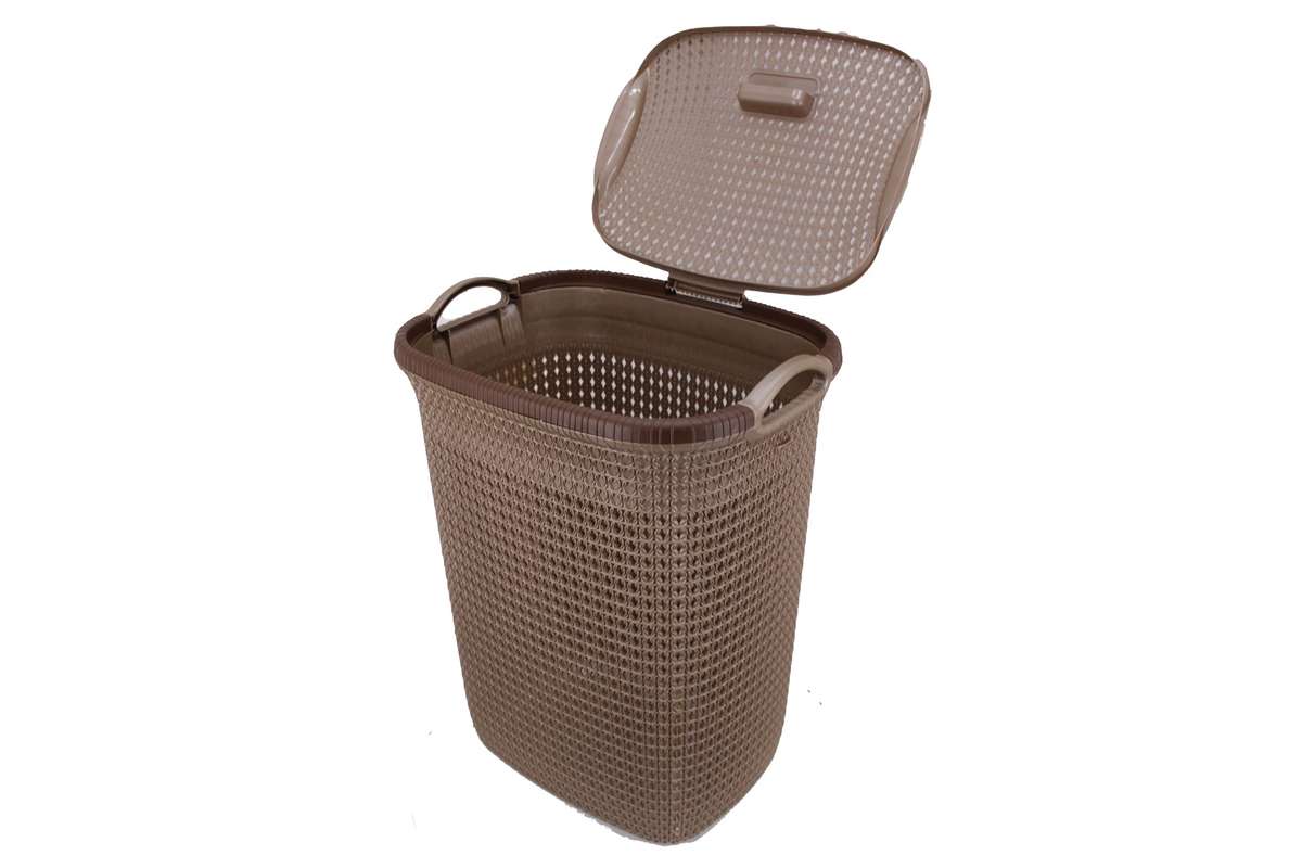 Two Tone PVC Mesh Weave Laundry Basket with Push-2-Lock Lid (PLEASE READ DESCRIPTION)