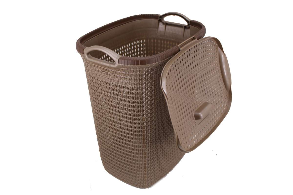 Two Tone PVC Mesh Weave Laundry Basket with Push-2-Lock Lid (PLEASE READ DESCRIPTION)