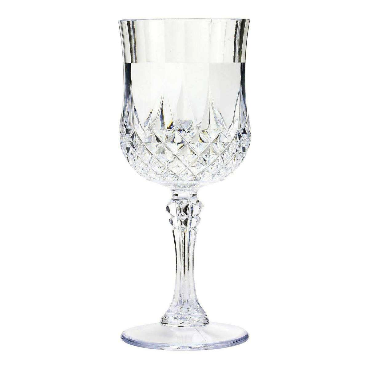 6 Piece Clear White Goblet Wine Glass Set
