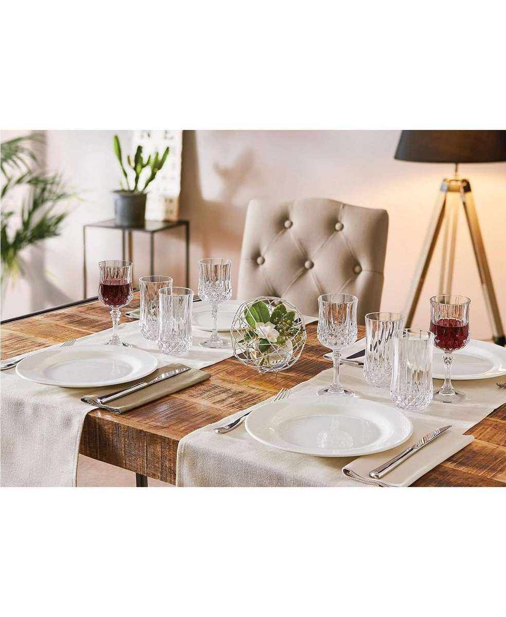 6 Piece Clear White Goblet Wine Glass Set