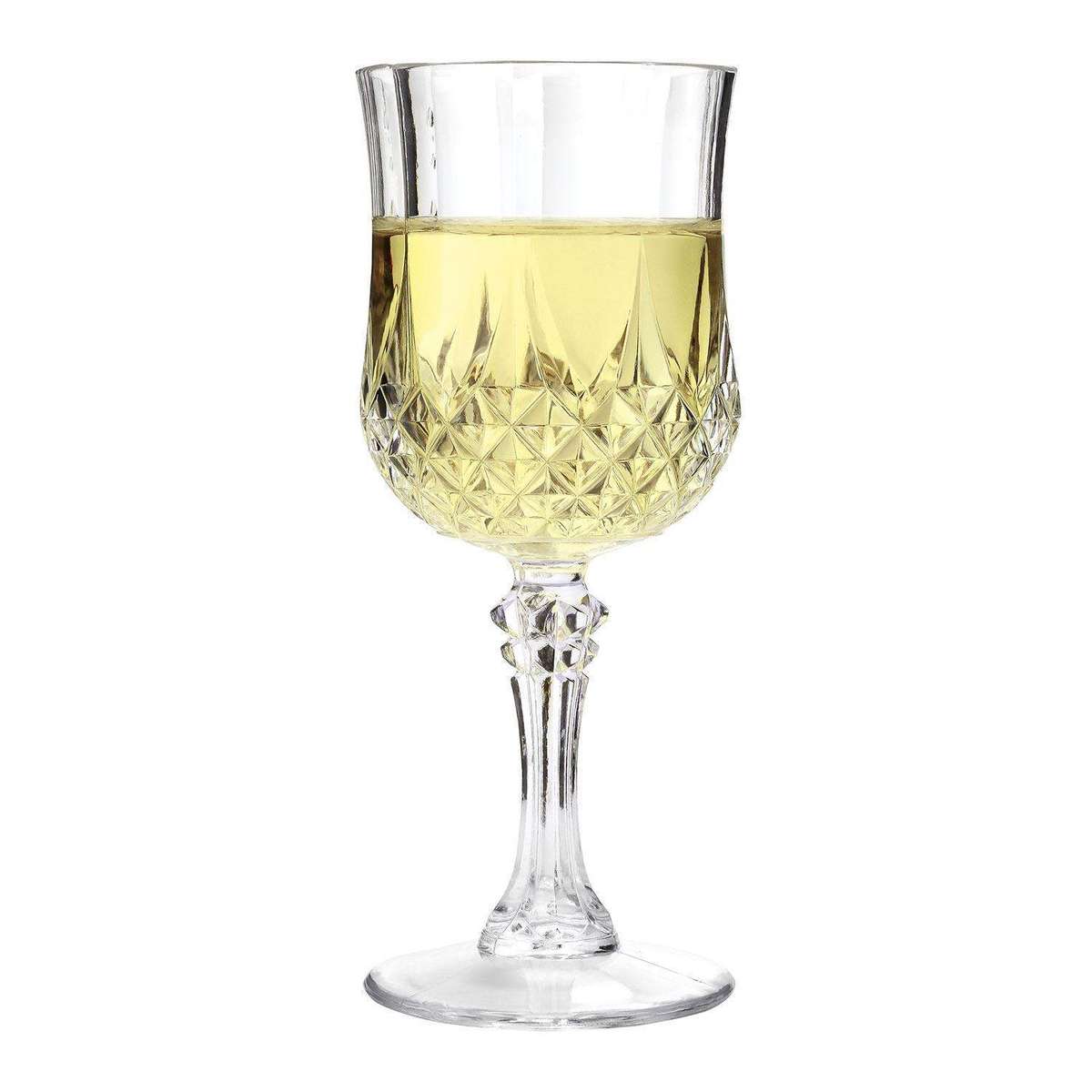 6 Piece Clear White Goblet Wine Glass Set