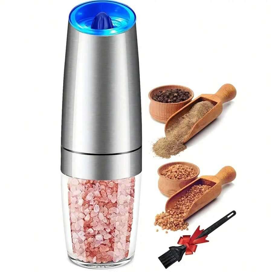 1pc Gravity Electric Pepper Grinder Salt Or Pepper Mill Adjustable Coarseness Battery Powered Wi