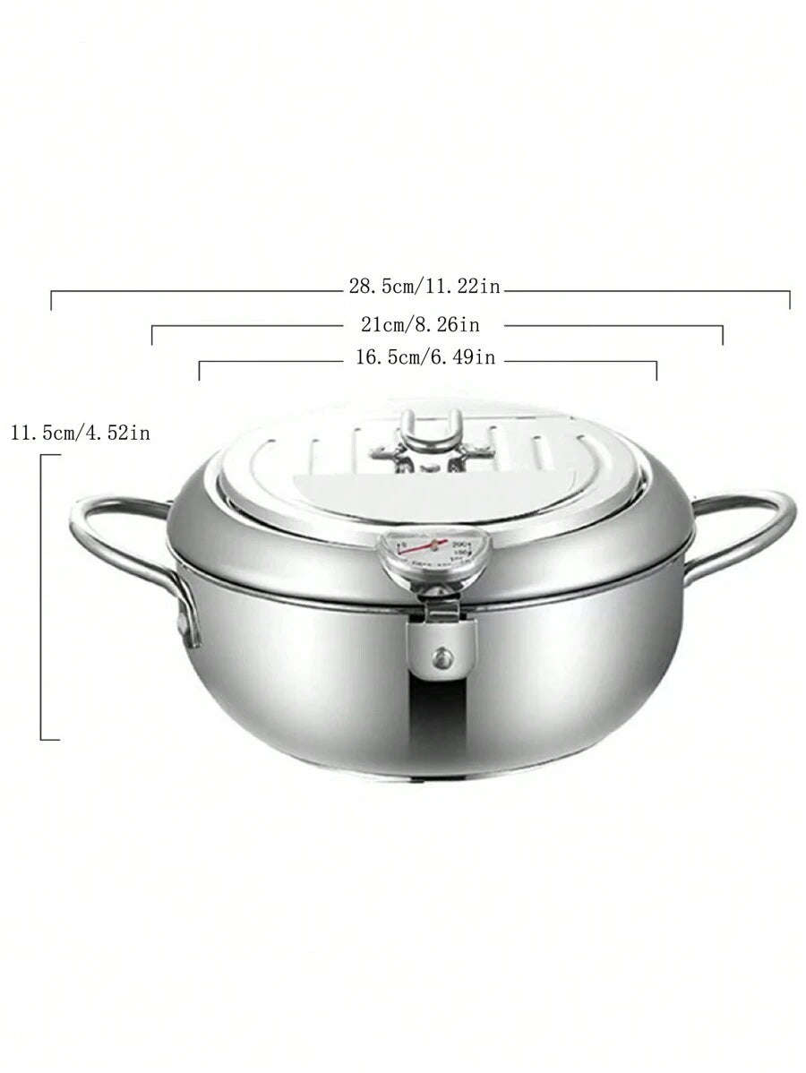 Deep Fryer with Oil Cold Zone Technology 3400 ml Stainless Steel Japanese Tempura Frying Pot with Th